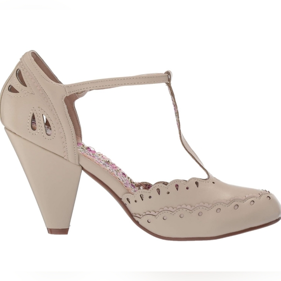 Vintage Style t-strap Rockabilly Kitty Heels Bettie Page Ellie birdie pump Sz 11 - Picture 2 of 5